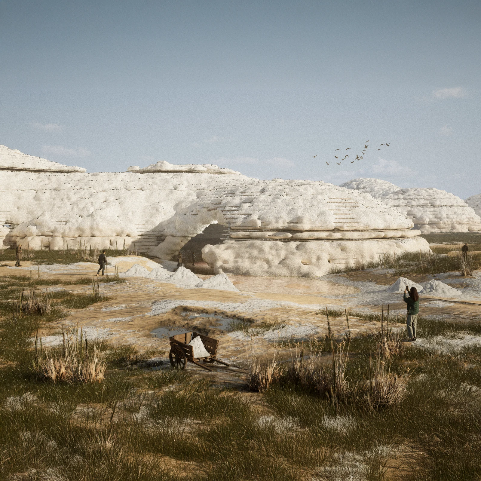 A landward threshold among salt deposits and vegetation